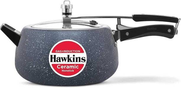 Hawkins Ceramic Nonstick 5L Pressure Cooker, Induction Inner Lid Cooker,Blue 5 L Inner Lid Induction Bottom Pressure Cooker & Pressure Pan