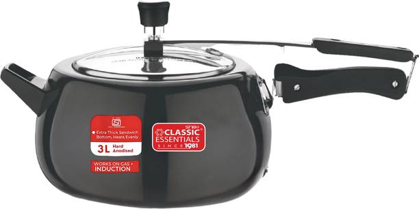 Classic Essentials Hard Anodised Cooker | ISI Certified Inner Lid HA Pressure Cooker 3 L इंडक्शन बॉटम प्रेशर कुकर