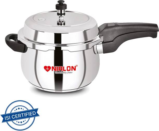 NIRLON Sandwich Bottom Induction Friendly Outer Lid Stainless Steel Pressure Cooker, 5 L Induction Bottom Pressure Cooker