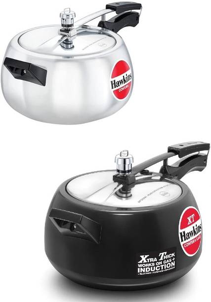 Hawkins Contura Pressure Cooker Hard Anodised 5L(CXT50), Aluminum 5L(HC50), 5 L, 5 L Inner Lid Induction Bottom Pressure Cooker