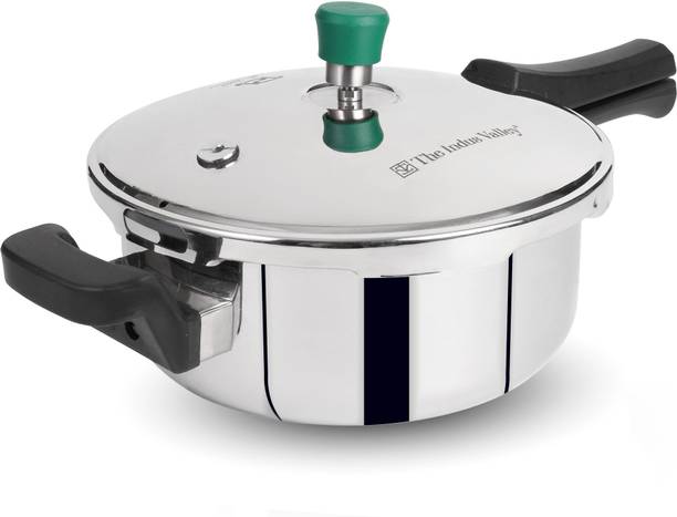 The Indus Valley Triply Stainless Steel Outer Lid Pressure Pan | ISI Certified, 3-Layer Body 3.5 L Outer Lid Induction Bottom Pressure Pan
