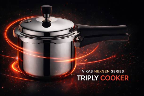Vikas VIKAS NEXGEN SERIES TRIPLY PRESSURE COOKER 3.0LTR 3 L Outer Lid Induction Bottom Pressure Cooker