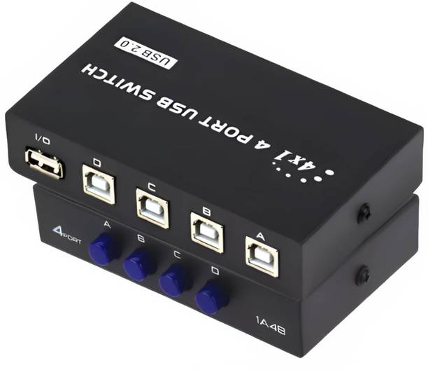Octec 4x1 4-Port USB 2.0 Switch Hub - USB Sharing Switch for Printers Ethernet Print Server