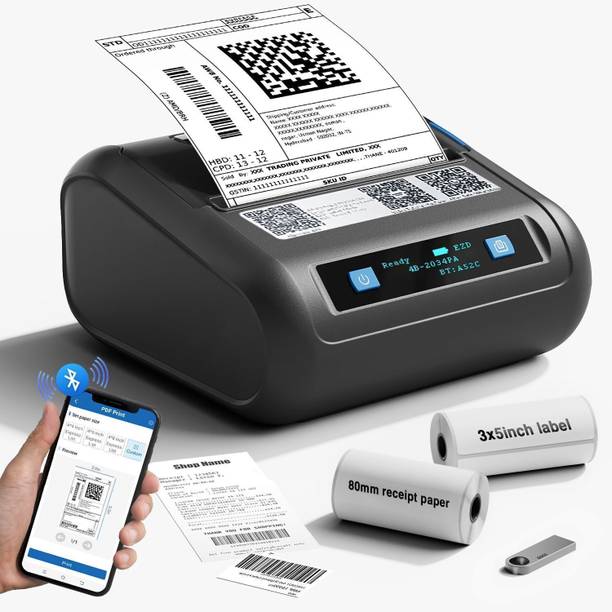 HiRobot XP-P501A Latest (2-in-1) Wireless 3Inch Thermal Label Printer+80mm Receipt Multi-function Monochrome Label Printer