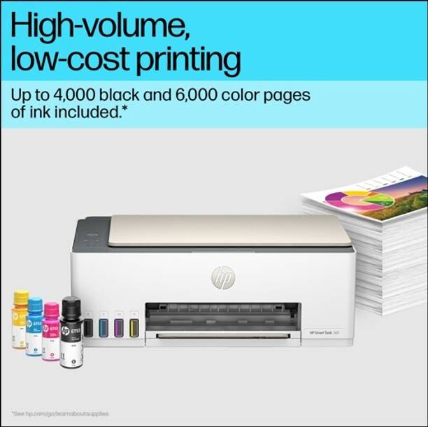 HP Smart Tank All in One 523 Multi-function Color Ink Tank Printer (Borderless Printing) for Print/Copy/Scan with Up to 4000 pages of Black or 6000 pages of color ink in the…
