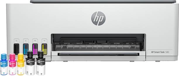 HP Ink tank 580 All-in-One Multi-function WiFi Color Ink Tank Printer (Color Page Cost: 0.2 Rs. | Black Page Cost: 0.1 Rs. | Borderless Printing) Print, Copy & Scan, Up to 12 IPM Mono / 5 IPM Color, Yield: Up to 8,000 Black / 6,000 Color Pages, 1 Extra Black Ink Bottle