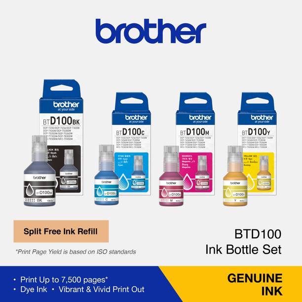 brother Original Ink Bottles BTD100 For T230 T430W T530DW T730DW T930DW Printer Black Single Function Color Inkjet Printer