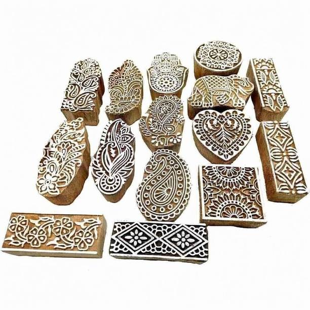 KNCrafts Wooden block printing stamps hand carved ( 2 to 3 inch ) Printing Blocks
