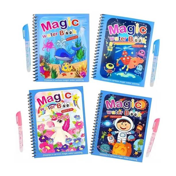 CRAZYGOL Water Book Reusable Magic Water Coloring Painting Book for Kids (4Pc) Printing Blocks