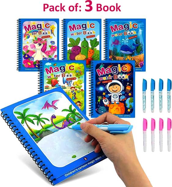 TanviToysHub Water Book Reusable Magic Water Coloring Painting Book for Kid Printing Blocks