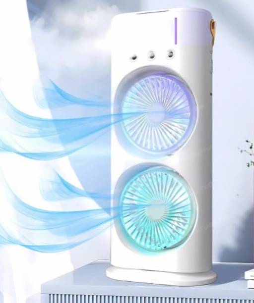 Coolmist Portable Air Cooler Dual Mist Spray Fan | USB Rechargeable Summer Device 5.2 GHz AM2 2 Core Processor Designed for Workstation