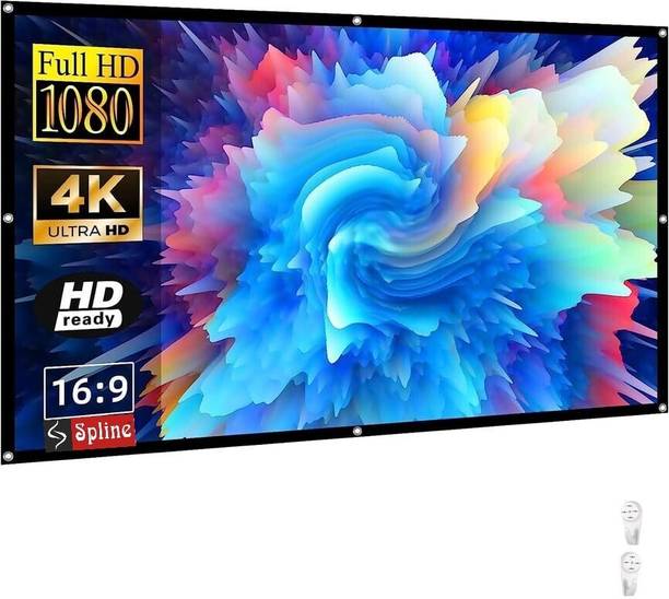 Spline 138 inch 4K 16:9 Portable Eyelet Foldable for Home Anti-Crease Indoor Outdoor Projector Screen (Width 305 cm x 172 cm Height)