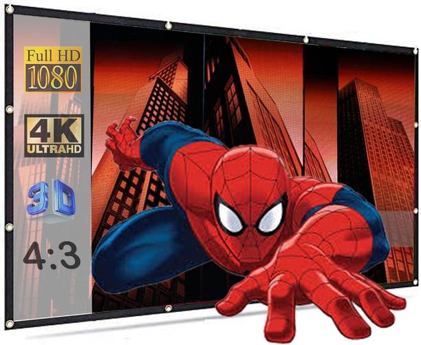 Moiz 84 Inch Projector Screen (Foldable) 6 x 4 Feet 4:3 Ratio 3D UHD Supported Design 08 Projector Screen (Width 123 cm x 184 cm Height)