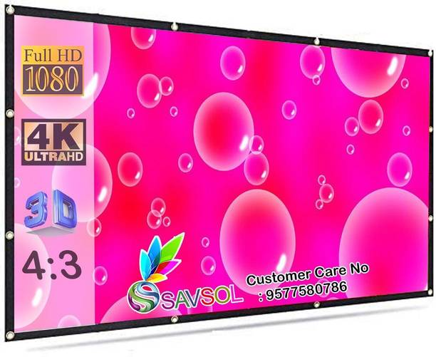 Savsol Eyelet Foldable projector Screen 7 ft. (W) x 5 ft. (H) 100" Inch Diagonal Design 05 Projector Screen (Width 213 cm x 152 cm Height)