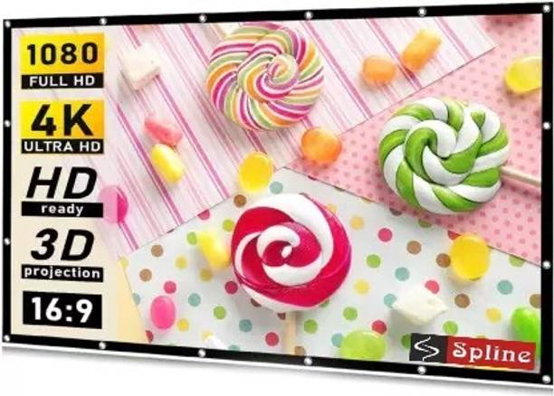 Spline 50 Inch- 3.7Ft x 2.1Ft (Anti-Creased) (Foldable) (Anti-Light) 16:9 4K Eyelet HG Projector Screen (Width 112 cm x 63.5 cm Height)