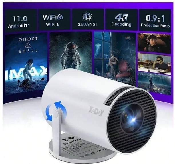 Divine creation HY300 HD Smart Mini Portable Projector WiFi & Bluetooth|180° Rotating D292 (4800 lm / Wireless / Remote Controller) Portable Projector