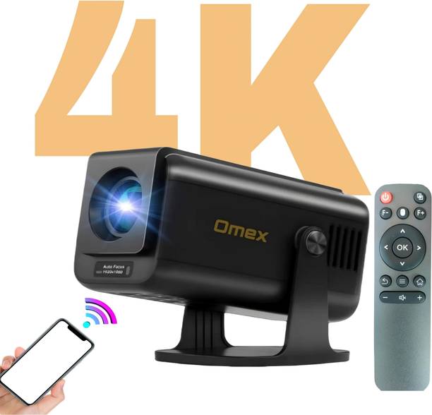 Omex 4K Dual-Band WIFI6 5G Wireless 5.0 Bluetooth Android 13, 600ANSI, Auto Focus (9000 lm / 2 Speaker / Wireless / Remote Controller) Portable Projector