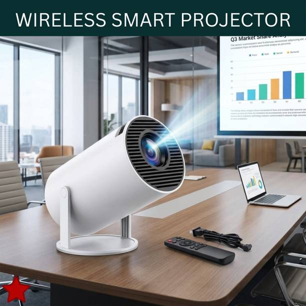 SACRO Smart Projector With Wireless Connectivity, Home Theater Cinema ProjectorAF347 (4500 lm / 1 Speaker / Wireless / Remote Controller) Portable Projector