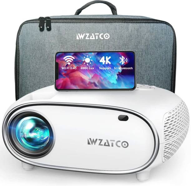 WZATCO W6 Polar Android 9 Native 1080P FullHD 4k Wifi/BT (6900 lm / 1 Speaker / Wireless / Remote Controller) Projector