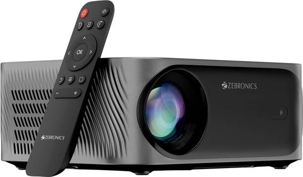ZEBRONICS Zeb - Pixaplay 25 (6300 lm / 1 Speaker / Wireless / Remote Controller) Portable 1080p, 200-inch Screen Size, Quad Core, Auto Focus, Keystone, Obstacle Detection, Screenfit, Bluetooth, WiFi, HDMI-ARC, APP Support, Miracast Smart Projector