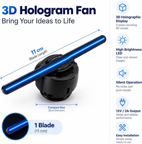 Aurascape 11cm 3D Hologram Fan with WiFi & App Control for Retail Shops & Events (2200 lm / Wireless) Portable Projector