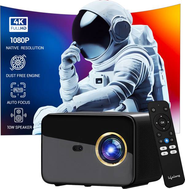 Lifelong SmartStream (7000 lm / 2 Speaker / Wireless / Remote Controller) Portable Android 1080p Full HD with 4k, Upto 150-inch Display, Auto Focus Enabled , Inbuilt Speaker, Bluetooth, Wi-Fi, Smart Apps Support like Netflix, Prime, Youtube Home Projector