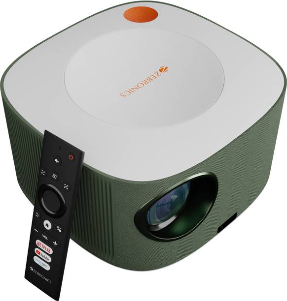 ZEBRONICS ZEB-PIXAPLAY 26 (9000 lm) 1080p, Dolby Audio, Up to 200-inch Screen Size, Quad Core Processor, Auto Focus & Keystone, Bluetooth, WiFi, HDMI-ARC, APP Support, Miracast Smart LED Projector