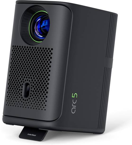 Lumio Arc 5 (200 lm / 1 Speaker / Wireless / Remote Controller) Portable Official Google TV & Netflix, 1080p Full HD, 4K Support via HDMI, 100" Screen, Auto Keystone, Obstacle Avoidance, Dolby Audio, Bluetooth Speaker Projector