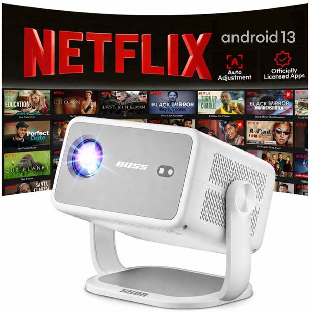 Boss Projector Elite 7 Pro Smart Cinema Projector 10000 Lumens 4K Resolution (10000 lm / 2 Speaker / Wireless / Remote Controller) Portable Projector