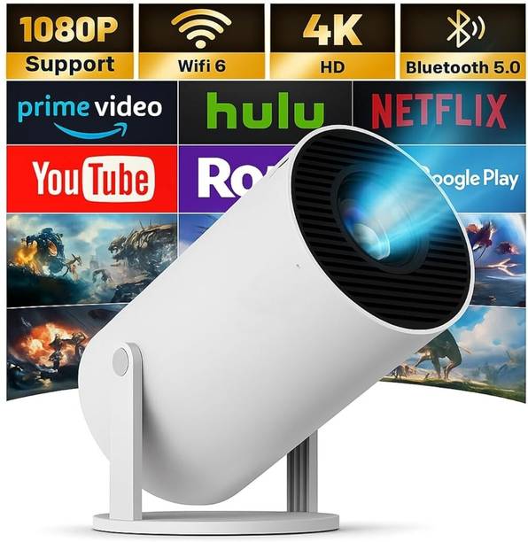 SAENTE High Lumen Smart LED Projector 1080p Native Support WiFi & Android TV OS 5G (2300 lm) Portable Projector