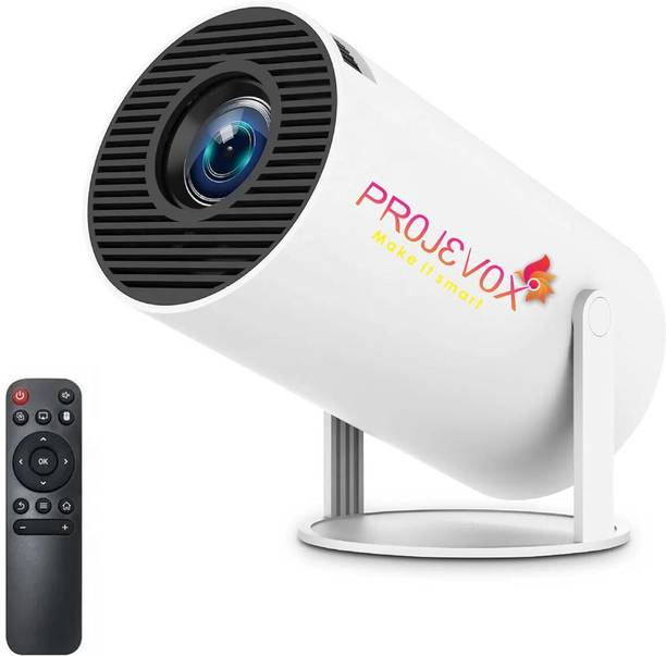 Projevox HY300 Full HD Native 720P Support Android 11 Wifi BT Freestyle Auto Keystone (5000 lm / 1 Speaker / Wireless / Remote Controller) Portable Projector