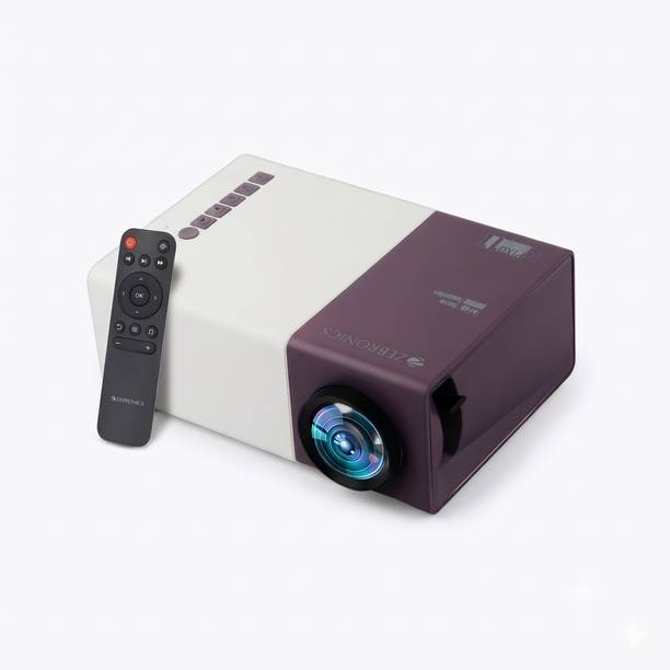 ZEBRONICS Native HD 720p with FHD 1080p Support, 150-inch Large Screen, Dual Power Input (1500 lm / Wireless / Remote Controller) Portable Projector