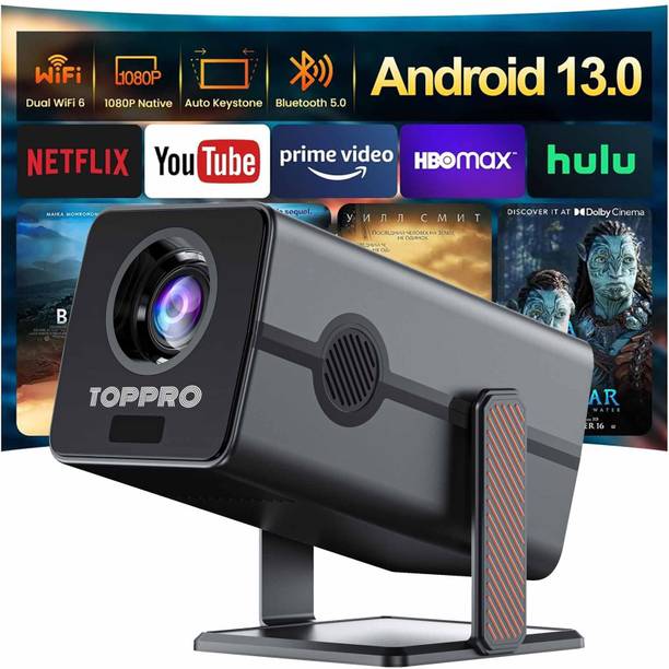 TOPPRO HM103 | Android 13 | Full HD | 2GB/16GB | WiFi6/BT5 | 270° Rotation | Auto Focus (6000 lm / 1 Speaker / Wireless / Remote Controller) Portable Projector