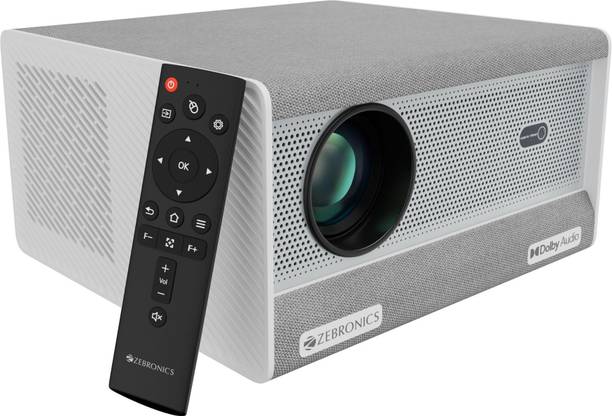 ZEBRONICS Zeb-Pixaplay 68 (ZEB-SLP 3) (20000 lm / 1 Speaker / Wireless / Remote Controller) Portable 1080p, Dolby Audio, 200-inch Screen Size, Dynamic Speaker, Auto[Focus | Keystone | Obstacle Detection | Screen fit], WiFi, HDMI(ARC), Miracast Android Projector