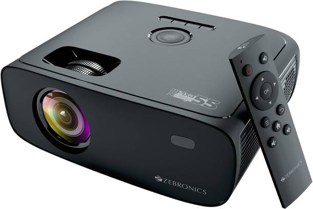 ZEBRONICS ZEB- MLP 3 (10000 lm / Wireless) Portable /ZEB-Pixaplay 55 1080p Native with 4K Support, 150 Inch Screen Size, Quad Core Processor, Bluetooth, HDMI, USB, WIFI, micro SD Slot, Miracast, App Support Smart Projector