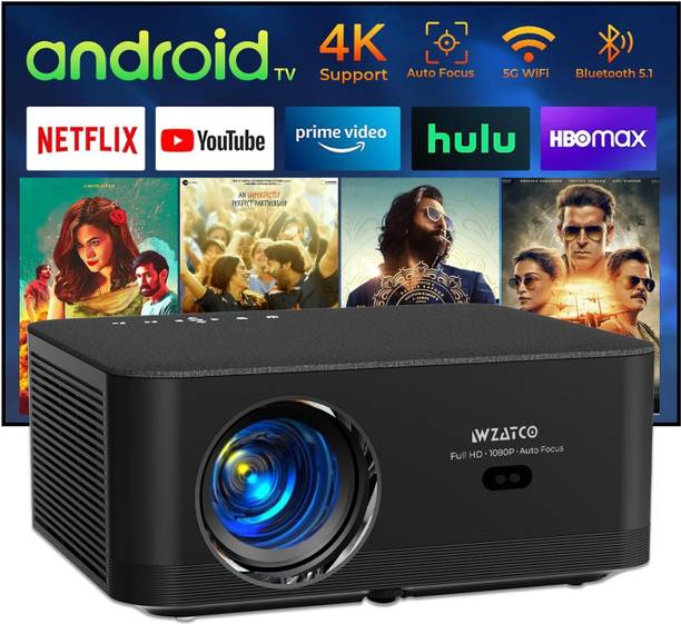 WZATCO Neo (12600 lm / 1 Speaker / Wireless) Fully Automatic, Full HD Native 1080P, 4K HDR Android, HDMI ARC, Dual Wifi & BT, YouTube, Netflix, Prime & more Projector