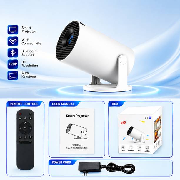 TOPVIEW HY300PRO+ | Smart Android 14 | Native 720P HD | 4K Video Support | WIFI 6 (4500 lm / 1 Speaker / Wireless / Remote Controller) Portable Projector