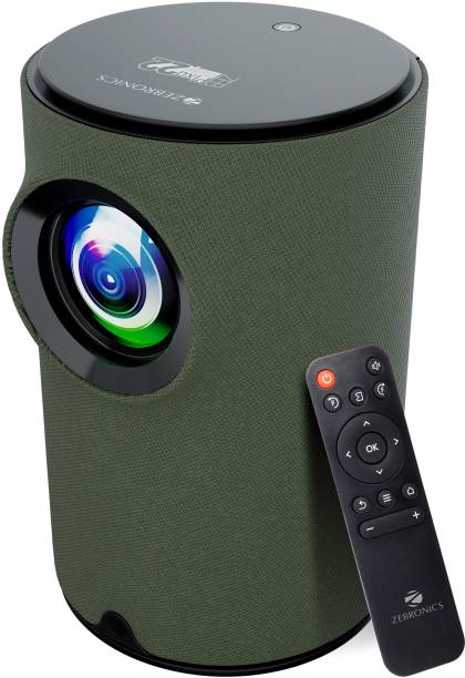 ZEBRONICS PIXAPLAY 22 (3200 lm) Portable with Electronic Focus, Multi Connectivity & Supported Formats, In-built Speaker, Dual Band Connectivity, Cotton Swab Pack , Stunning 720p HD Smart Projector