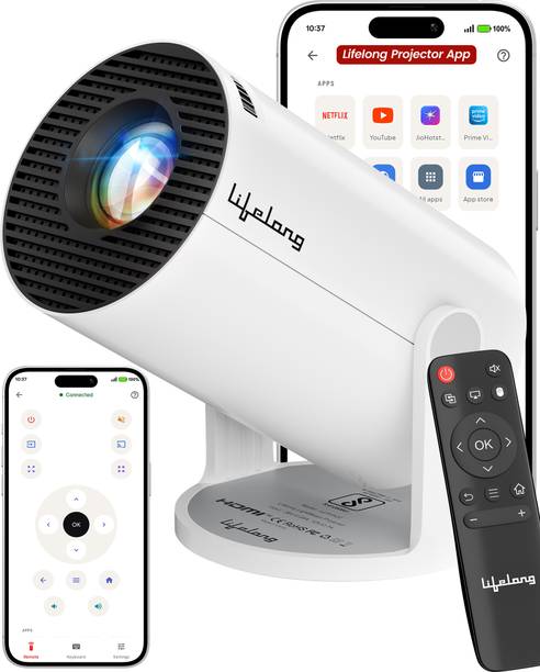 Lifelong Lightbeam Smart LED Projector, Android 14, 1080P & 4K HD Support, 4000 Lumens (4000 lm / 1 Speaker / Wireless / Remote Controller) Portable Projector