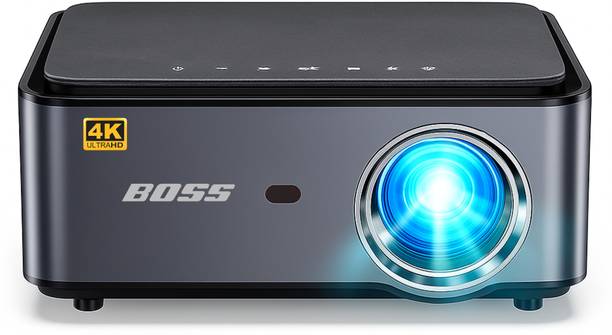 Boss Projector S21A Max 10000 Lumens Ultra Bright 4K Resolution | AI Smart Features (10000 lm / 2 Speaker / Wireless / Remote Controller) Portable Projector