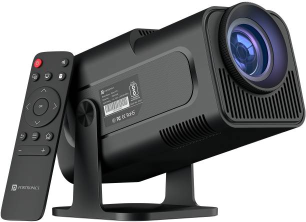 Portronics Beem 470, Built-in Apps, Android 11, 1080p FHD, 4500 lm, 5W Speaker, Bluetooth (4500 lm / 1 Speaker / Wireless / Remote Controller) Portable Projector