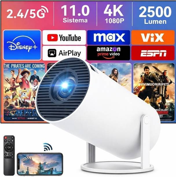 Divine creation HY300 HD Smart Mini Portable Projector WiFi & Bluetooth|180° Rotating D378 (4800 lm / Wireless / Remote Controller) Portable Projector