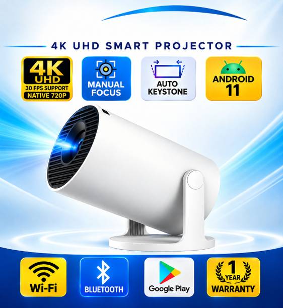 TOPVIEW HY300PRO+ 4500 Lumens | Android 14 | Native 720P | 4K Video Support | Miracast (4500 lm / 1 Speaker / Wireless / Remote Controller) Portable Projector