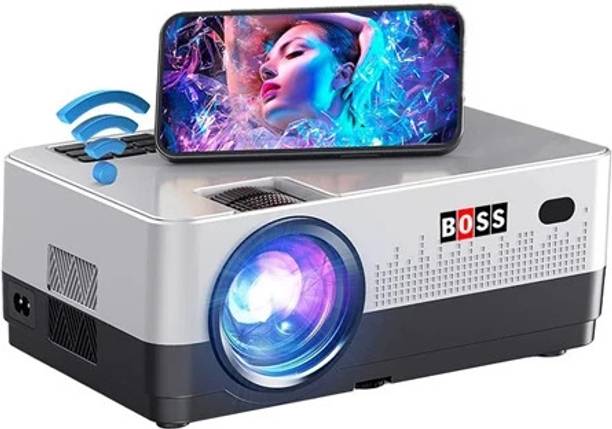BOSS S13A Latest FHD 3D Android Smart Wi-Fi Bluetooth Projector | 4000 Lumens upto 250'' Display with Native 1920X1080P (FHD) Resolution | Keystone Correction, HiFi Dolby Digital | 1 Year Warranty | (S13A) (4000 lm / Wireless / Remote Controller) Portable Projector