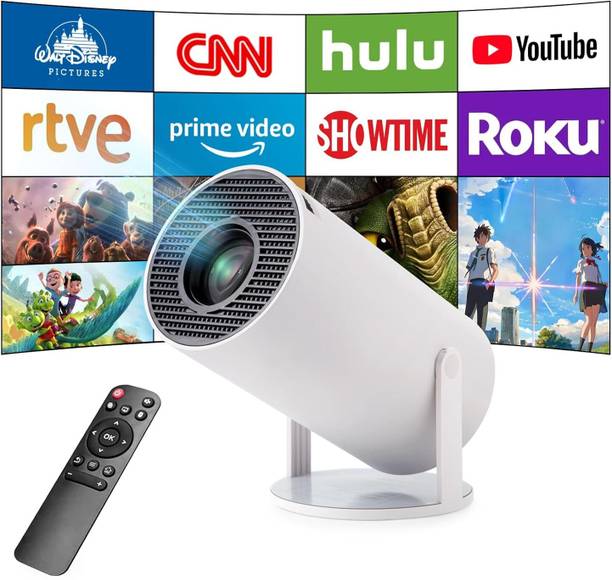 Voltegic Smart Portable Projector with Android 11 and Wireless Screen Mirroring (6000 lm / 1 Speaker / Wireless / Remote Controller) Portable Projector
