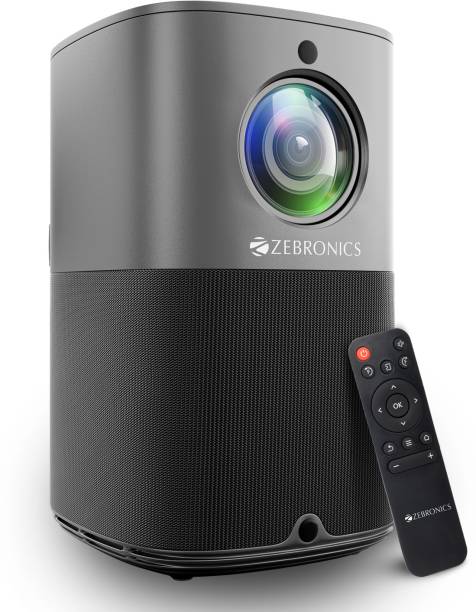 ZEBRONICS ZEB-PIXAPLAY 18 (3800 lm / Remote Controller) Portable with Dolby Audio, E-focus, 1080p, Dual band WiFi, Wireless screen mirroring, Bluetooth 5.1, App download Android Smart Projector