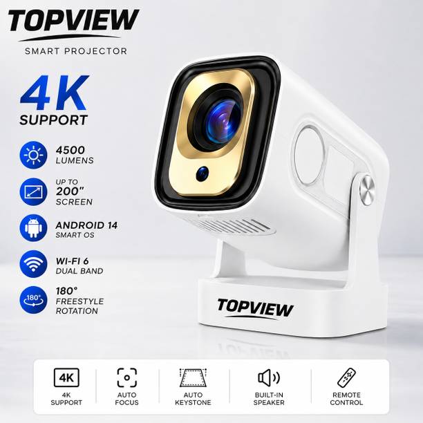 TOPVIEW HY260PRO, Native 1080P, Smart Android Projector, 4K Support, portable projector (8000 lm / 1 Speaker / Wireless / Remote Controller) Portable Projector