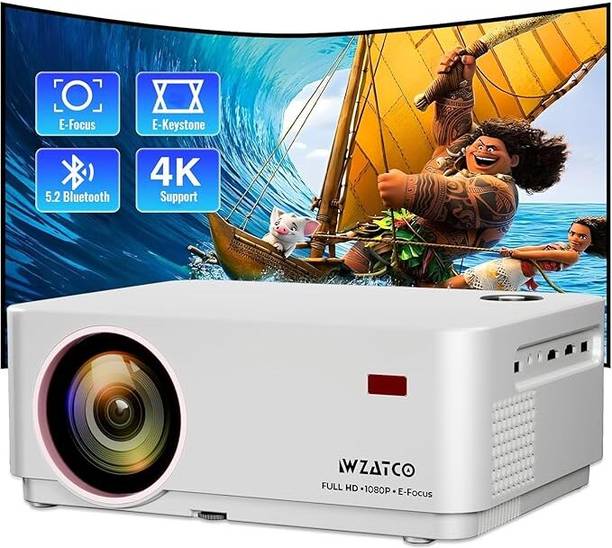 WZATCO Yuva Elite Electronic Focus, Native 1080, 250” Screen | 5W Speaker | 2 Way BT (12600 lm / 1 Speaker / Remote Controller) Projector