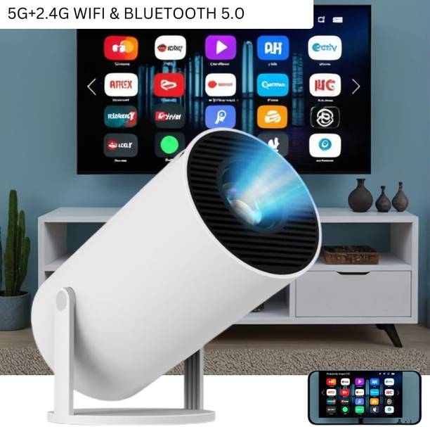 FRONY Smart Projector for Home 4K Support Rotabable Design withApp Netflix,YouTubeD168 (4500 lm / 1 Speaker / Wireless / Remote Controller) Portable Projector