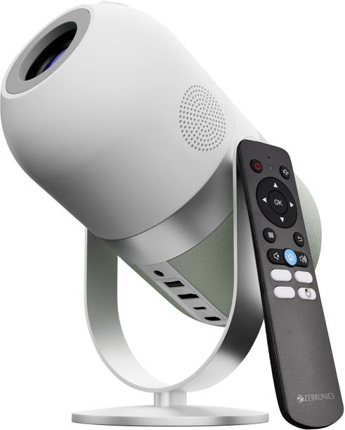 ZEBRONICS ZEB-JLP 2 (3800 lm) Portable /ZEB-PIXAPLAY 54 with 1080p Support, upto 140-inch Screen Size, Quad Core Processor, Auto Keystone Adaptation, Bluetooth, WIFI, HDMI, USB, AUX, APP Features, Miracast Smart LED Projector
